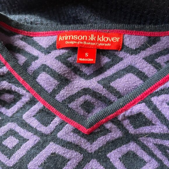 KRIMSON KLOVER Nordic Wool Cotton Silk Geometric Ski Sweater Dress Sz S - Picture 5 of 6